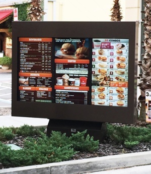 viewstation itsenclosures outdoor digital menu boards dunkin dunkins drive thru